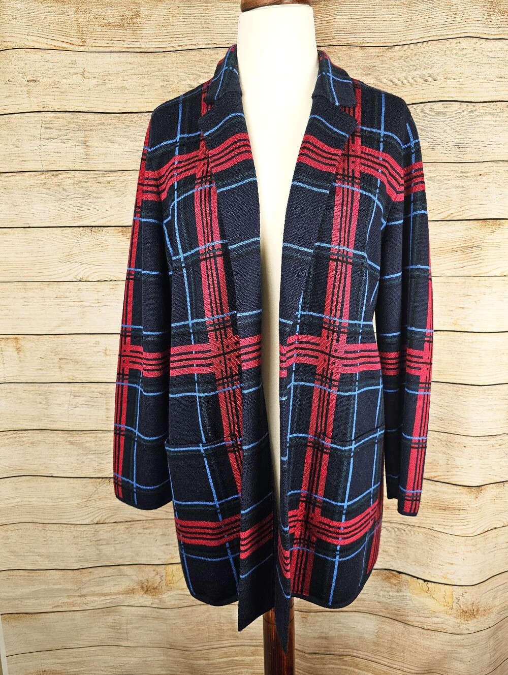 Talbots NWT Cabin Plaid Coatigan Sweater 100% Merino Wool Cardigan Size Xlarge